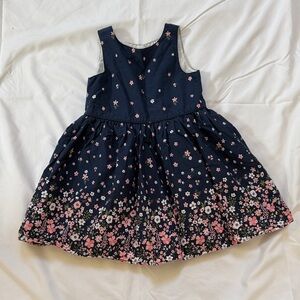 Primark Navy Dress with Pink Floral Border